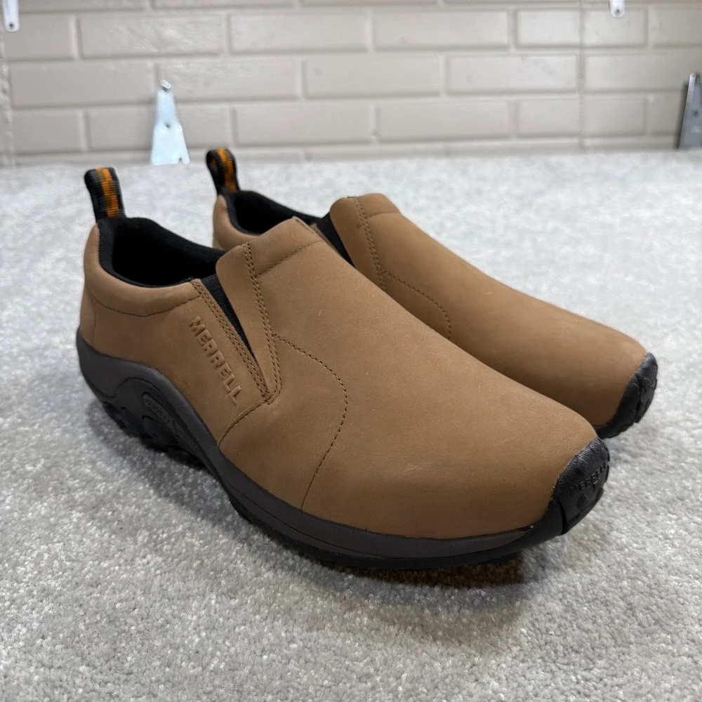 Merrell Jungle Moc Nubuck Leather Brown Slip On Hiking Shoes J63839W NIB M 10.5W